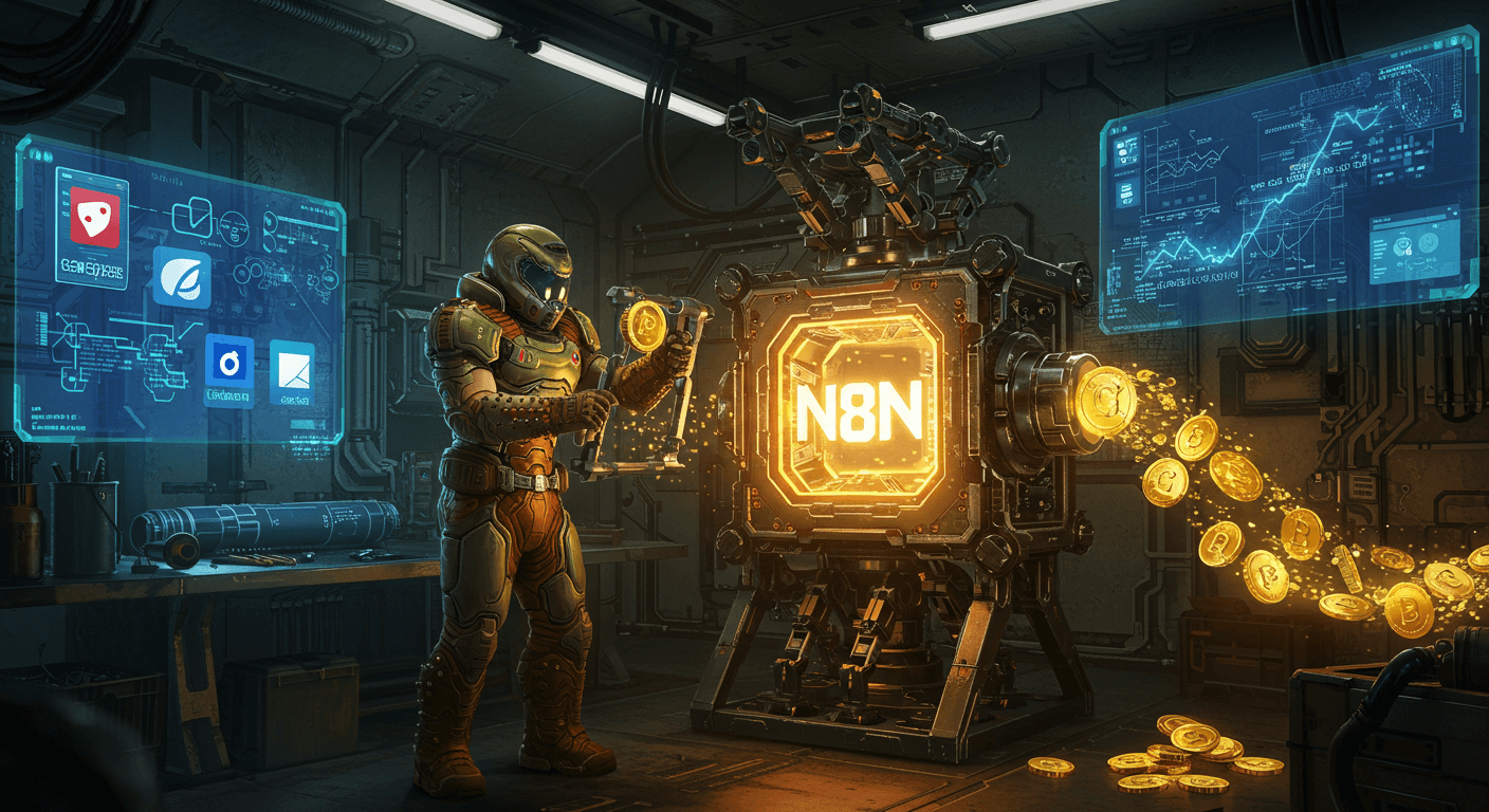 Концепт-арт GTM-машины на n8n для автоматизации бизнеса