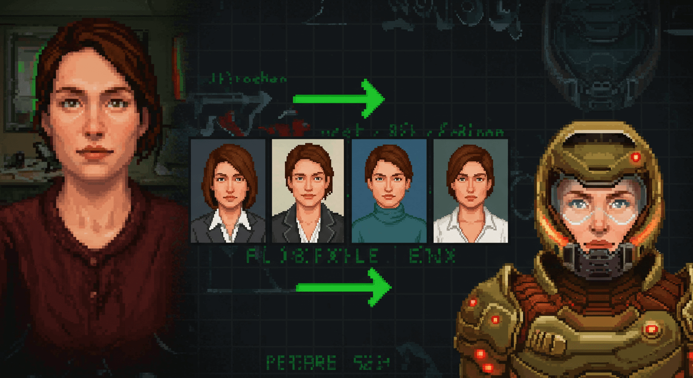 Визуализация трансформации: слева — обычное селфи, справа — 9 профессиональных бизнес-портретов, созданных AI за 5 минут.